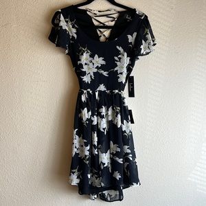 Lulu's La Brea Black Floral Backless Lace-Up Dress Size XS